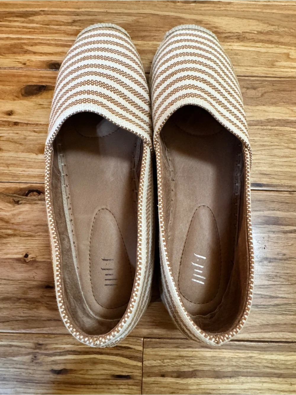 J.‎ Jill Women's Espadrille Flats Size 11 Tan Stripe Canvas NWOT